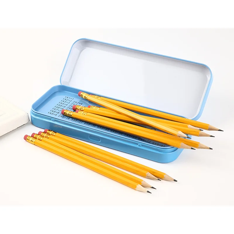 Poplar Wood Hexagonal Yellow HB Pencil with Eraser Natural Wooden Standard Pencil for Office and School Use