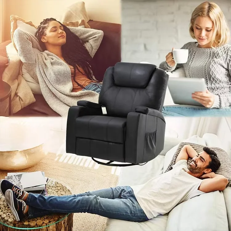 Luxury Design Black Office Home Furniture 360 Degree Swivel Electric Massage Chair Sofa