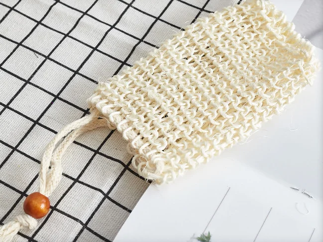 Sisal Soap Bags with Drawstrings, Natural Sisal Soap Saver Pouch for Scraps, Foaming, Drying Soap, Exfoliating, Massage