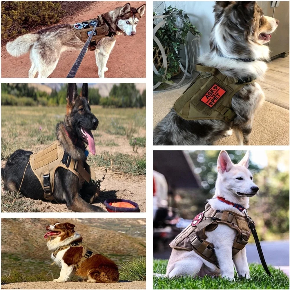 Manufacturer Custom K9 Nylon Large Medium Adjustable Tactical Soft Pet No Pull Adjustable Dog Harness Vest l With Handle