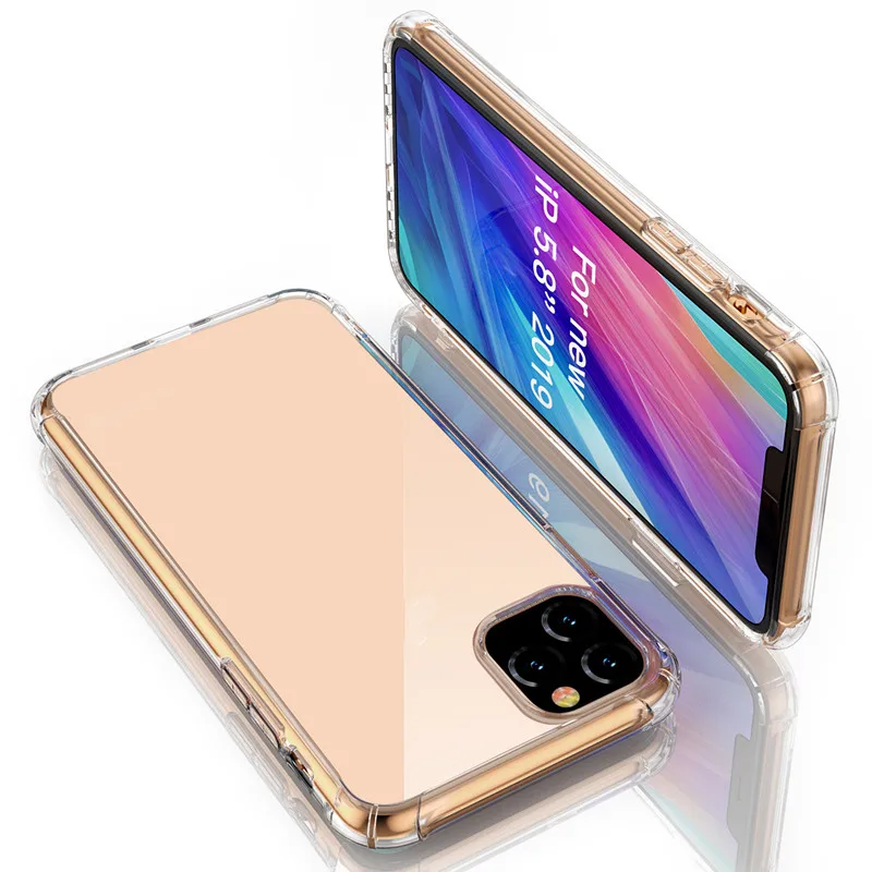  Противоударный прозрачный чехол с 4 углами для iphone 11 мягкий из ТПУ сотового телефона
