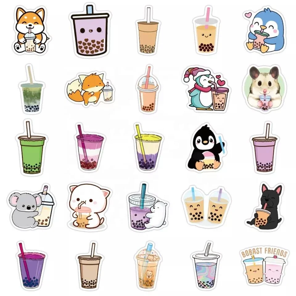 50 шт. в стиле «Bubble Tea милые Боба «граффити» из водонепроницаемого материала ПВХ случайных стикеров для девочек Дети тетрадь телефон камера ноутбука