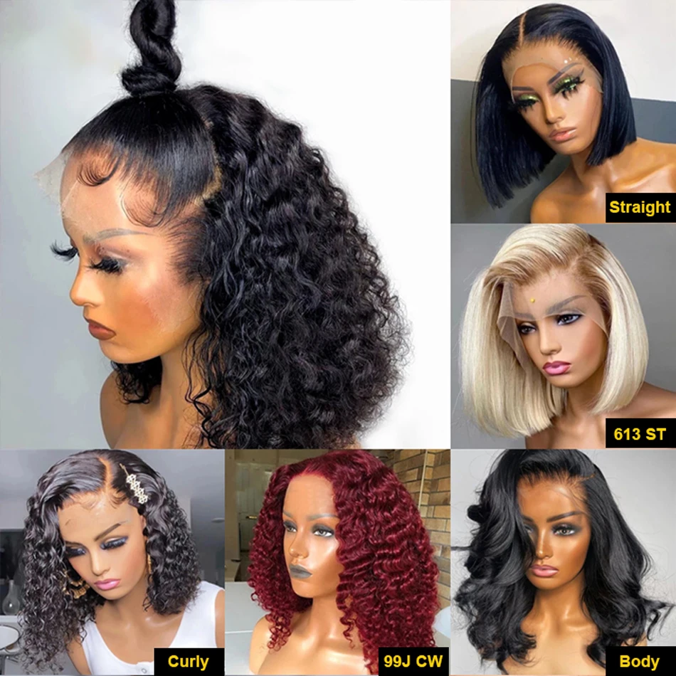 Short Bob Lace Front Wig Human Hair,new Arrival Middle Part 8 Inch Remy Hair,wigs for Black Women wearing Silky Straight Weave