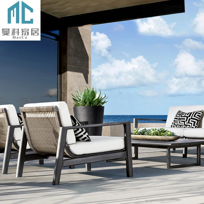 
Good quality garden furniture simple design aluminum wicker lounge chair Hotel pool outdoor garden sofa sets 