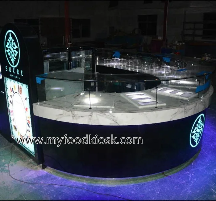 Круглый киоск для закусок черный торгового центра витрина продуктов высококачественный