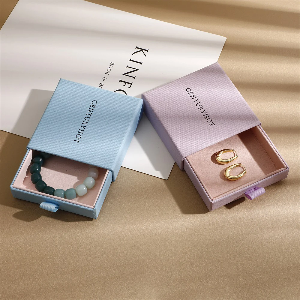 Custom Printed Small Paper Necklace Jewellery Box Cardboard Ring Drawer Packaging Jewelry Box And Bag With Logo
