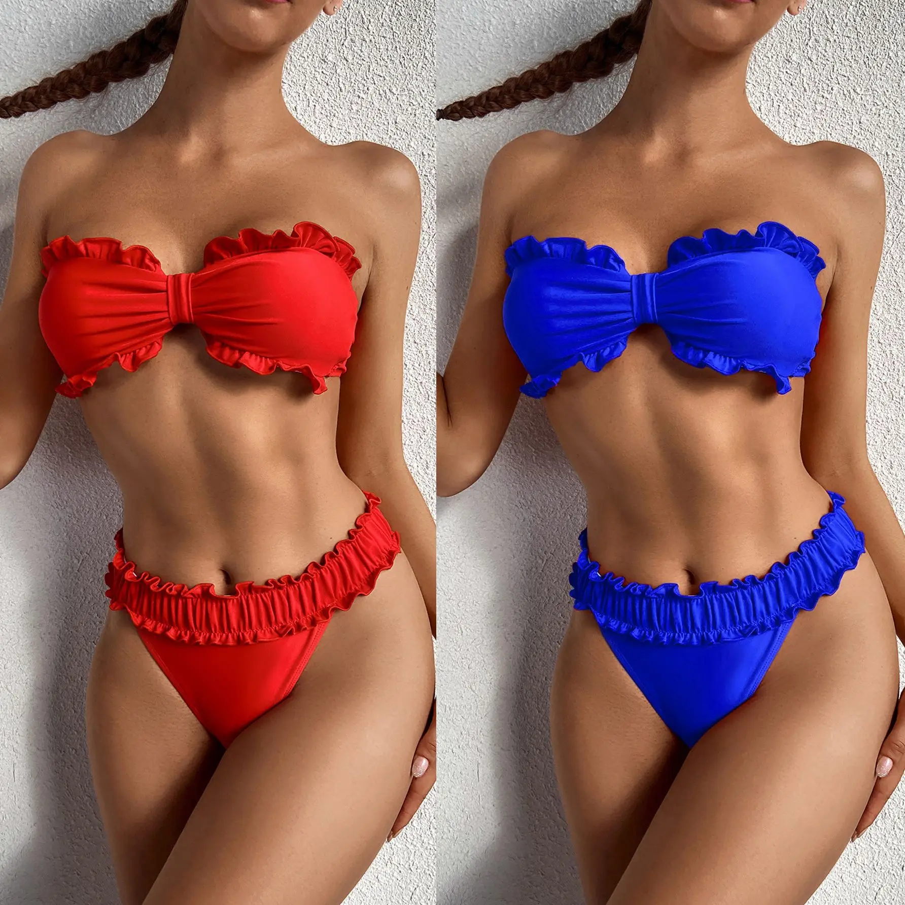 2021 New Hot Sexy Girl Wallpaper Bikini 2 Piece Breathable Quick Dry Swimming Suit For Women 2021