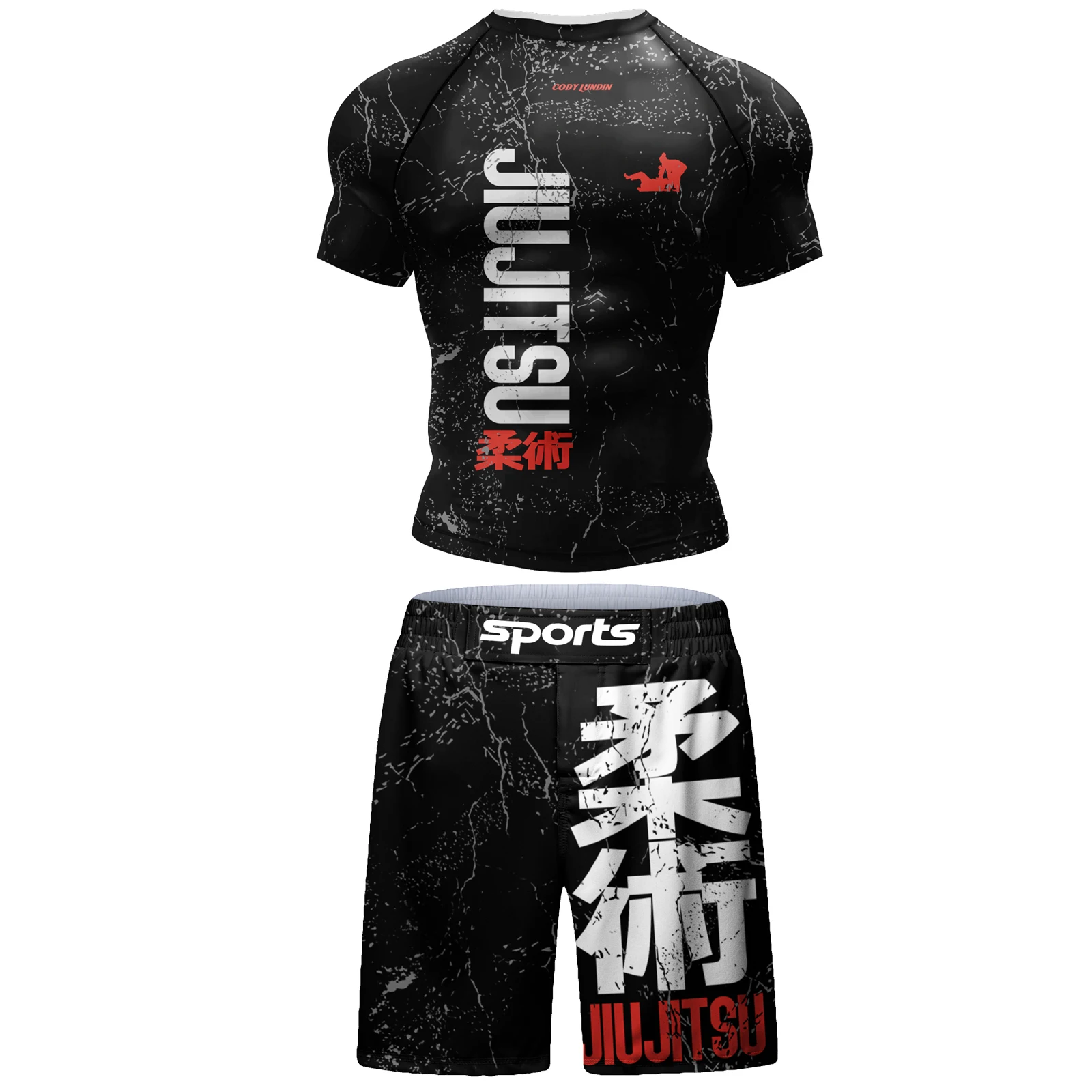 Custom BJJ Rashguard T Shirts+Pants Rash Guard Fitness Tracksuit Boxing Jerseys Muay Thai Compression Men Kickboxing Sport Suit