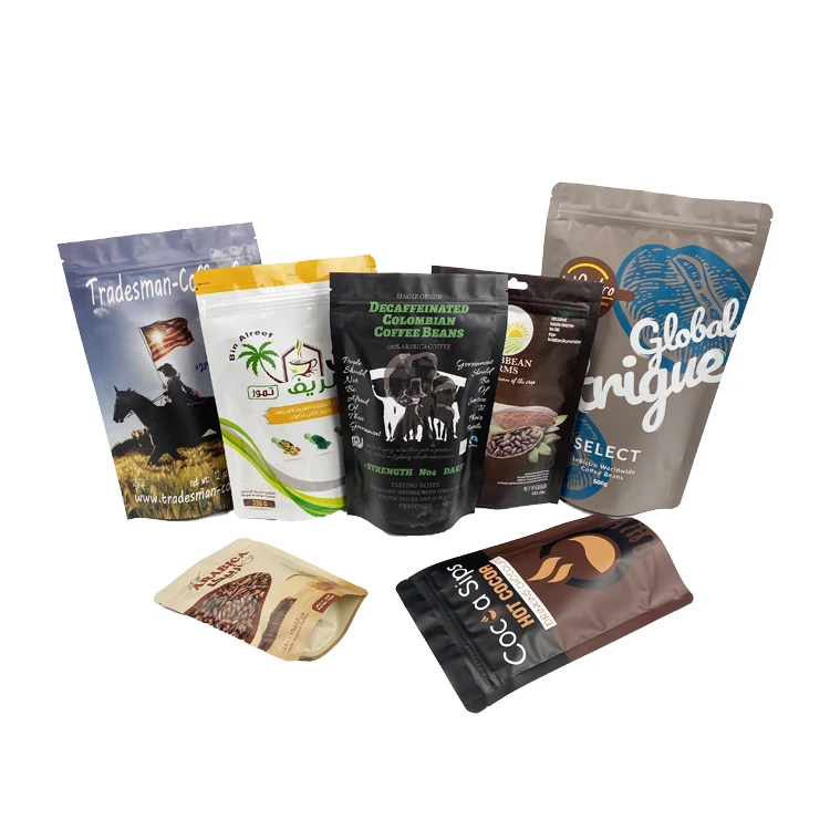 Manufacturer Aluminum Foil Snack Tea Chocolate Candy Stand Up Pouch Matte Effect Free-Shaped Coffee Packaging Bags