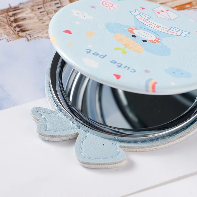 2023 Cartoon Lovely Two-sided Foldable Mirror Espejo De Maquillaje Plastic Makeup Mirror Girly Princess Kitty Cat Mirror