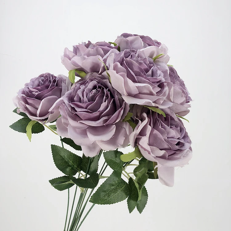 P-016 Wholesale Purple Series Bouquet Orchid Flower Silk Hydrangea Rose Peony Wedding Decoration Supplies Artificial Flower