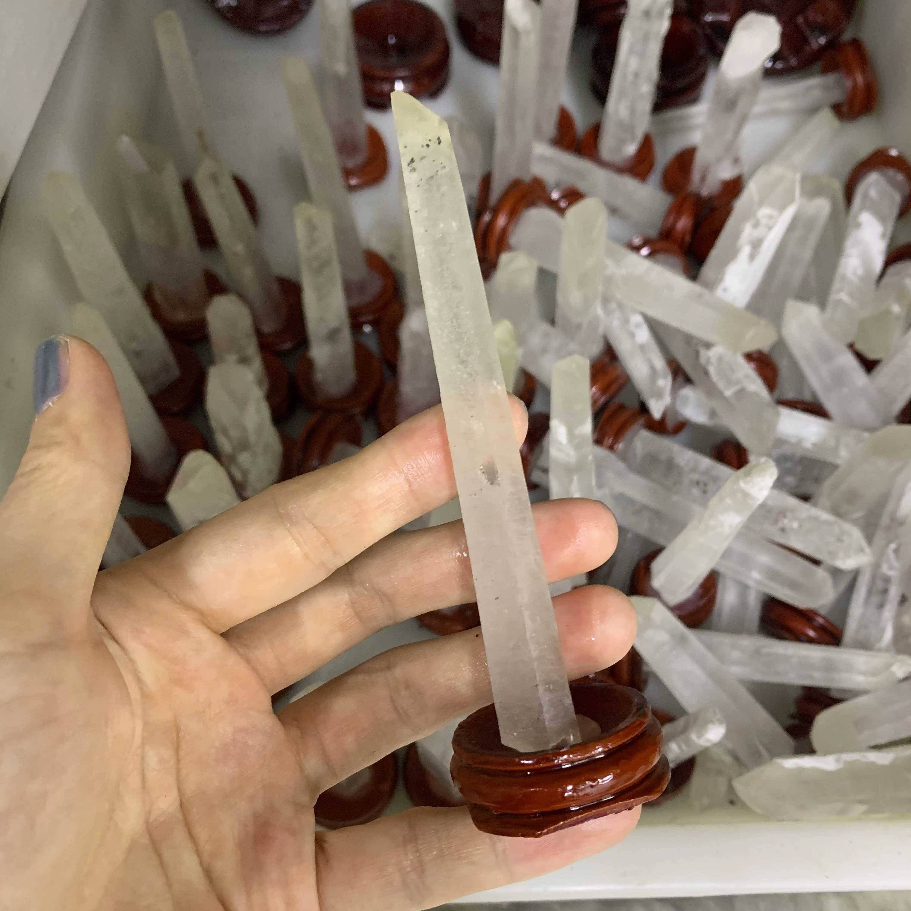 
Rough crystal point healing Lemurian Seed crystal wand clear quartz crystal point 