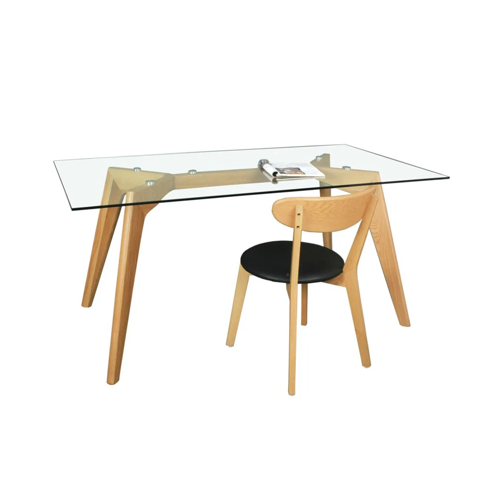High Quality Contemporary design breakfast table 8mm thick tempered glass dinning table furniture for restaurant