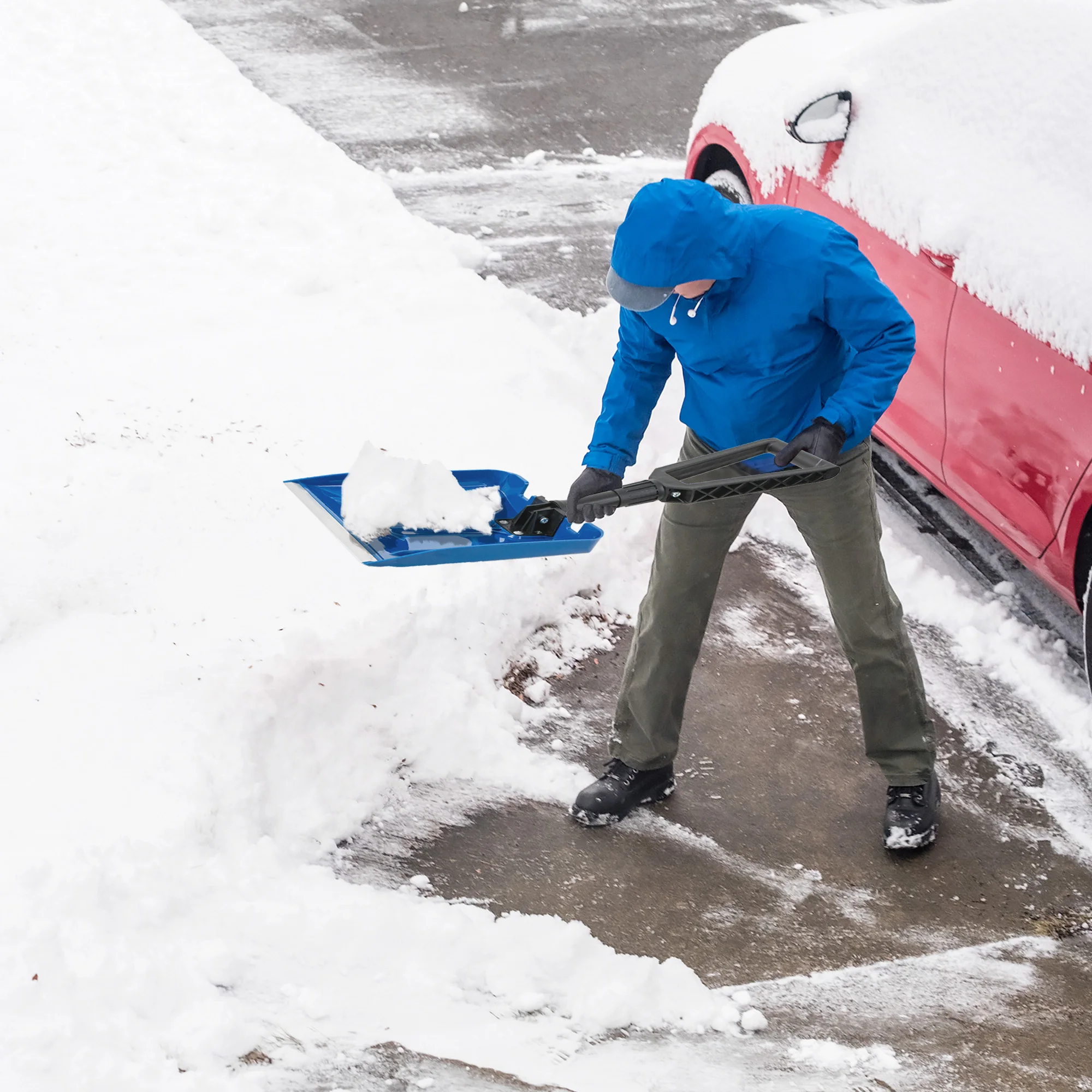 Collapsible Snow Shovel with D-Grip Handle and Durable Aluminum Edge Blade, Portable Snow Shovel for Your Car, Truck-wholesale