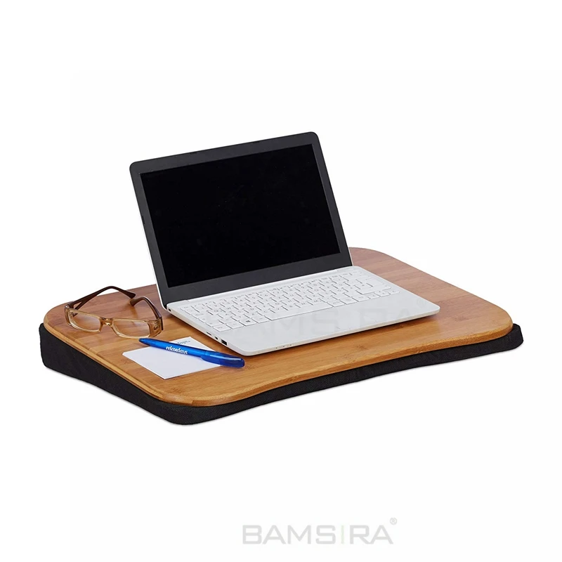 
Bamboo Large Size Lap top stand Laptop Desk With Pillow Cushion 
