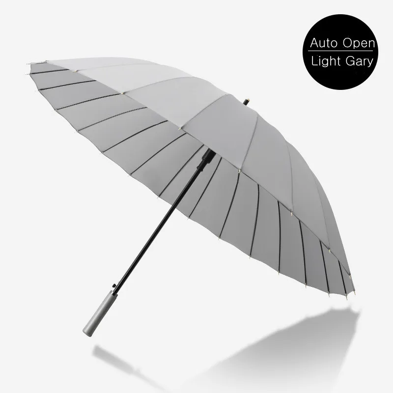 Cheap Straight Umbrella Automatic Opening Non Folding Umbrella With PU Leather Handle