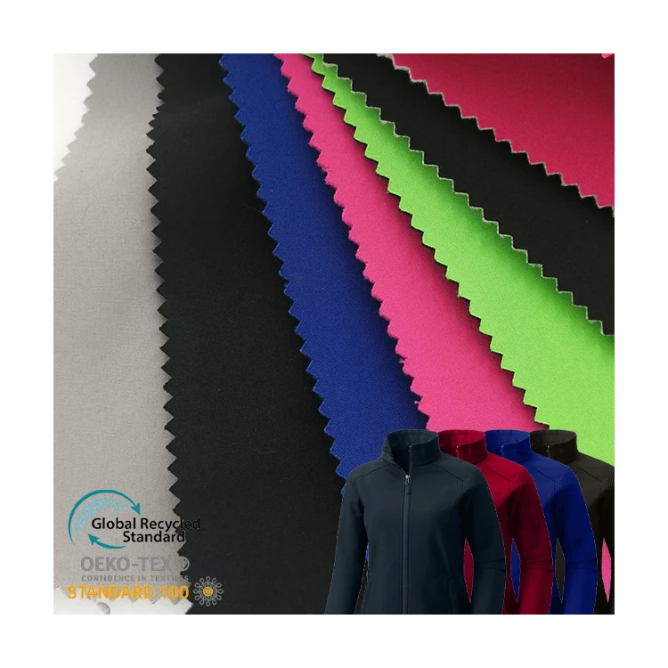 Warm and Popular 4 Way Stretch 96 Polyester 4 Spandex Bonded with Polar Fleece Knitted Softshell Fabric for Outdoors