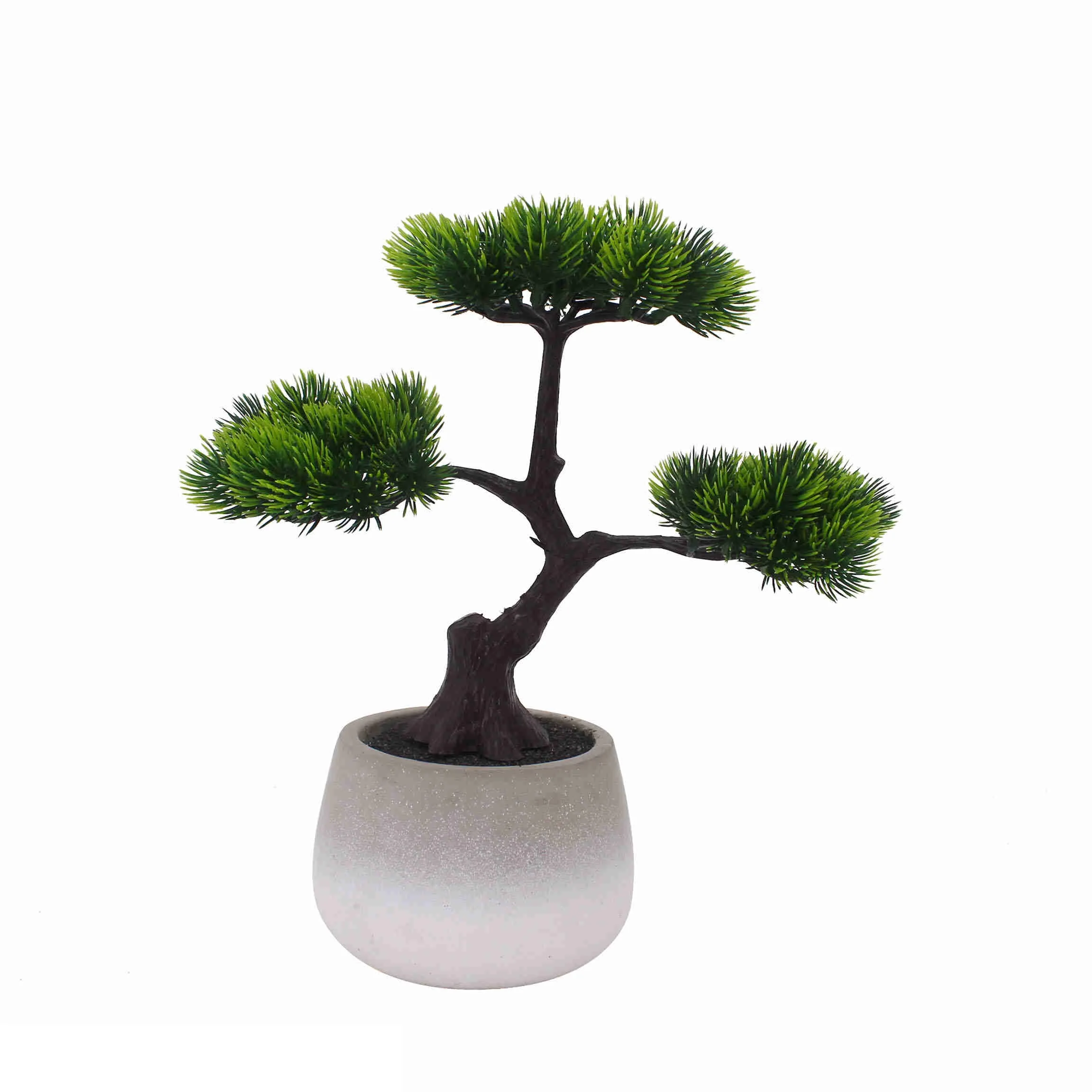 Tizen New Arrival Plastic Pine Tree Bonsai Cement Pot Artificial Green Plants Potted For Indoor Outdoor Decoration