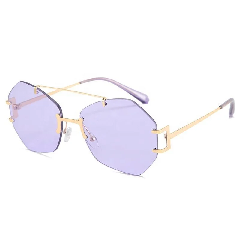 Hot Sale Ins Fashionable Metal Frameless Sunglasses 2024 Funny Women Sexy Round Rimless Glasses