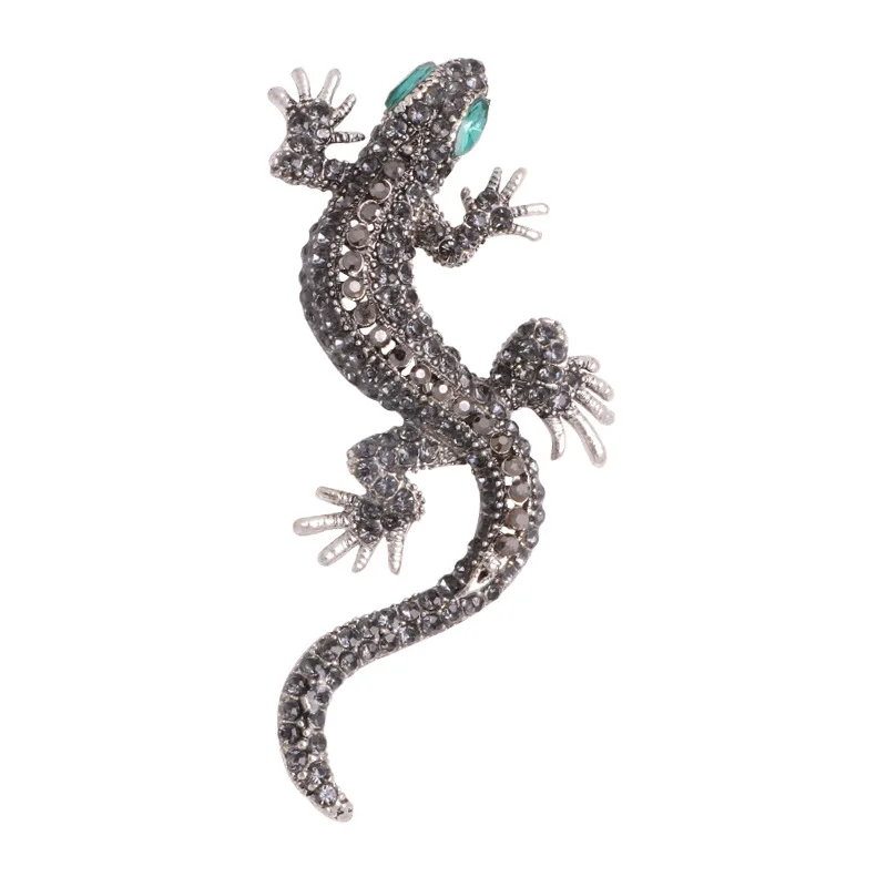 New Hot Sale Vintage Corsage Animal Lizard Brooch Diamond Alloy Unisex Accessory Brooch For Lady
