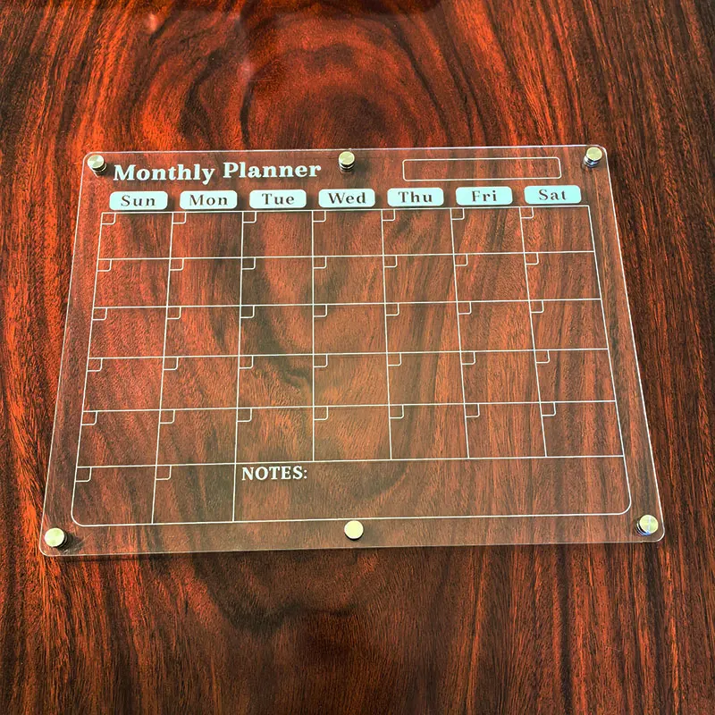 Custom Acrylic Calendar for Clear Dry Erase Calendar for Wall Mounting Clear Reusable Home Office Large Monthly Calendar