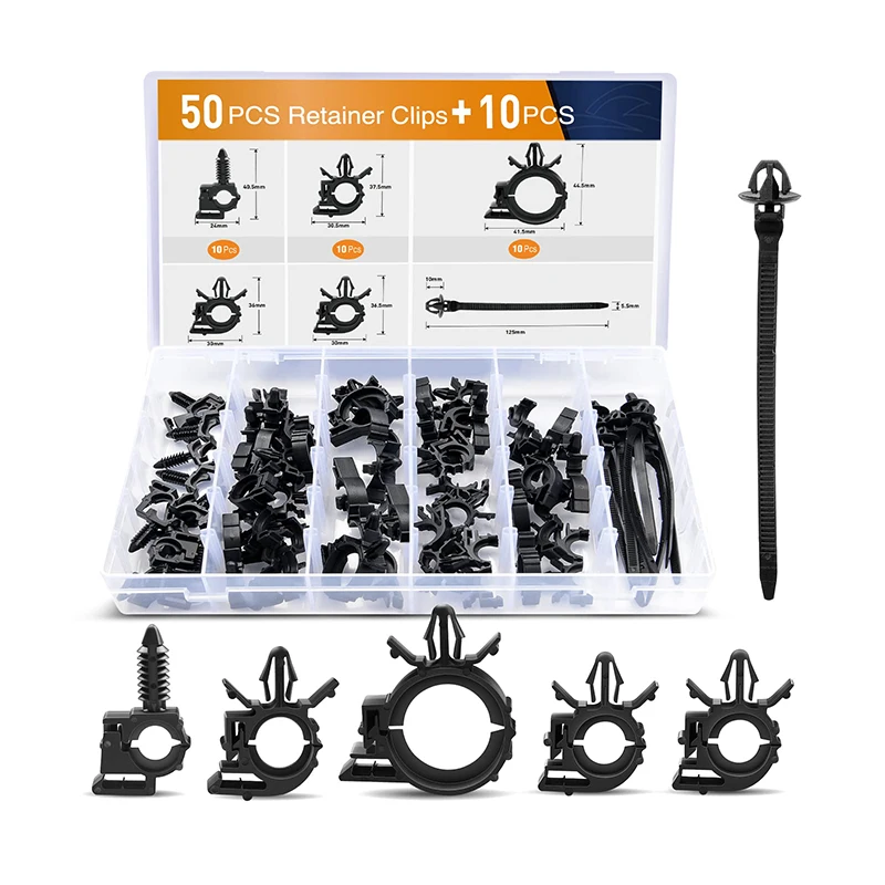 60Pcs 6 Different Sizes Universal Wiring Harness Routing Clip Wire Loom Routing Car Clips for Honda GM Mazda