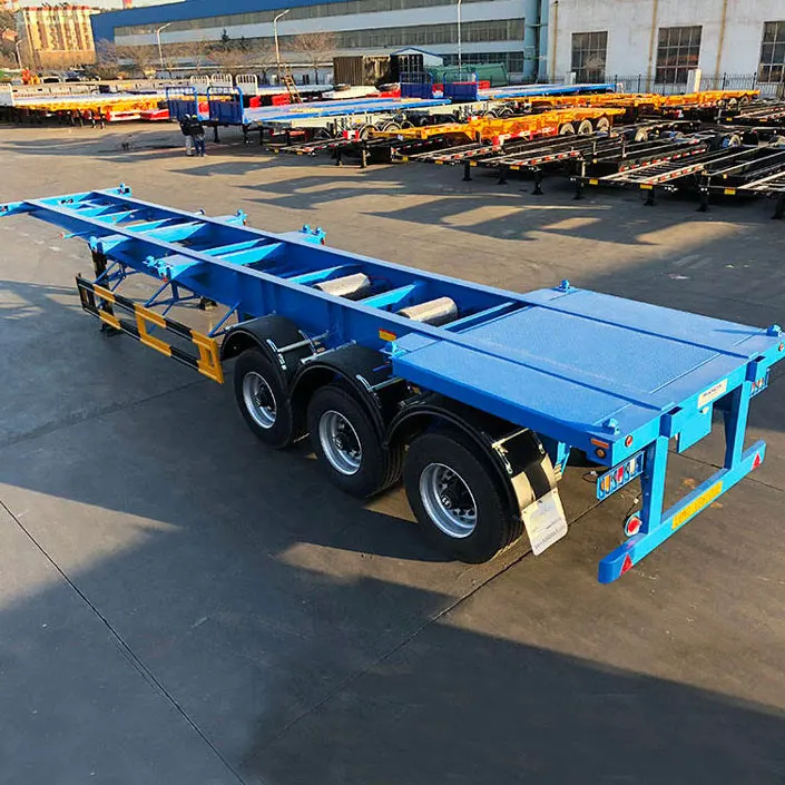 Factory Price 3axles 20ft 40ft Frame Shipping Chassis Skeletal Skeleton Semi Trailer 40ft Container Trailer