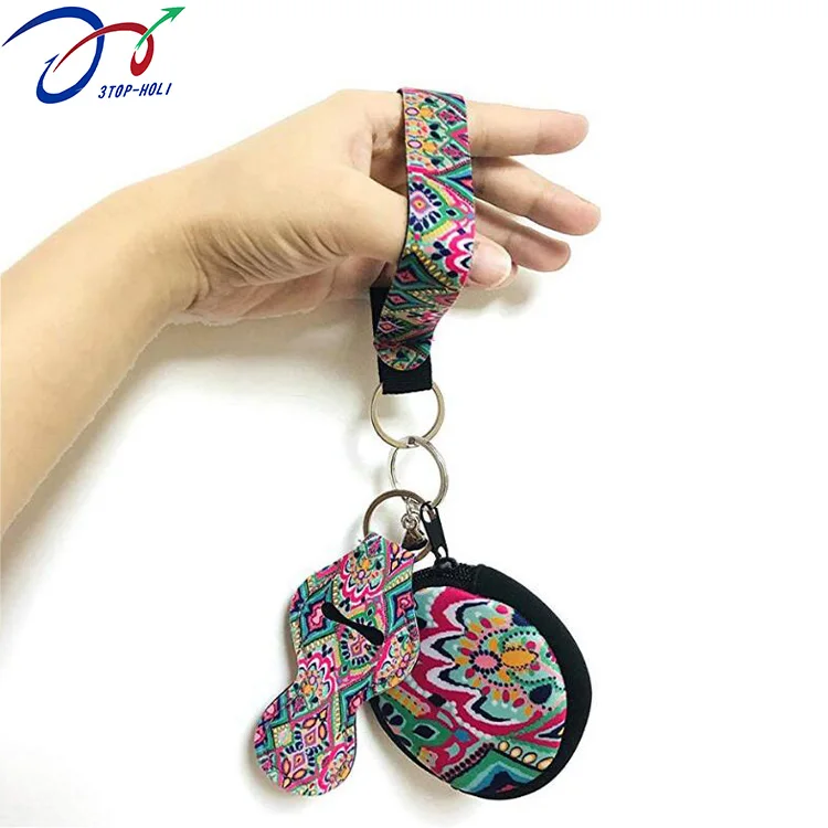 Custom Neoprene Waterproof Insulated Keychain Traveling Coin Purse Pouch Mini Bag Neoprene Coin Purse Bag For Women Girls