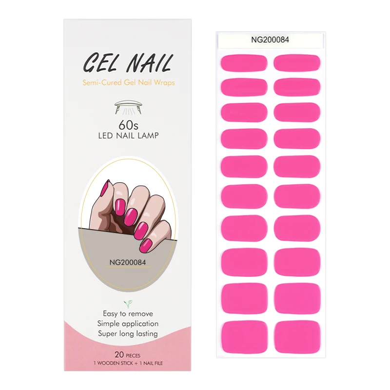 Uv gel Hot Sell Semi Cured Wraps Long Lasting Gel Nail Stickers New Arrival Styles Nail Gel Wraps With Uv Lamp