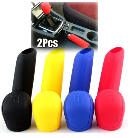 Universal Automatic Manual Silicone Car Gear Shift Knob Cover Car Hand Break Cover Set For Ford