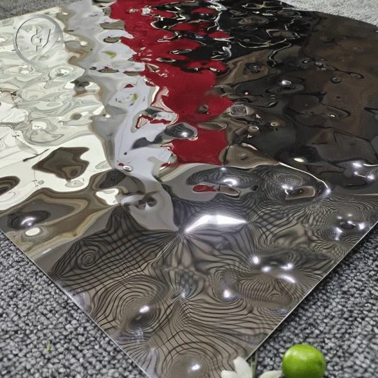 304 Color Mirror Water Wave Stainless Steel Stamped Water Ripple Stainless Steel Sheet For Wall Panel Ceiling Decoration