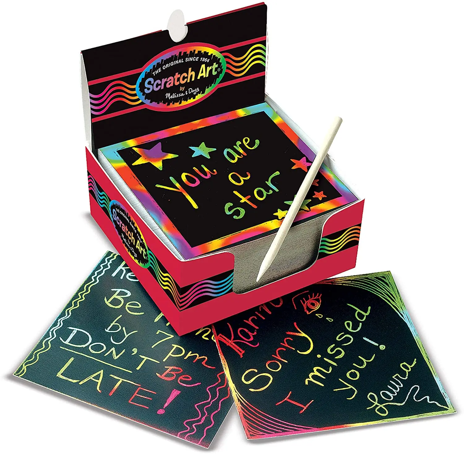 Scratch Art Rainbow Mini Notes With Wooden Stylus