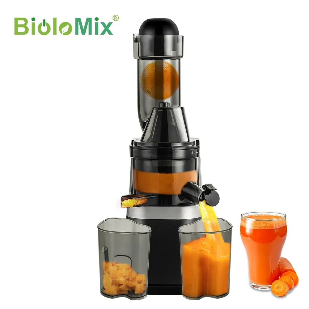 Соковыжималка для фруктов и овощей BioloMix с широким желобом медленная без