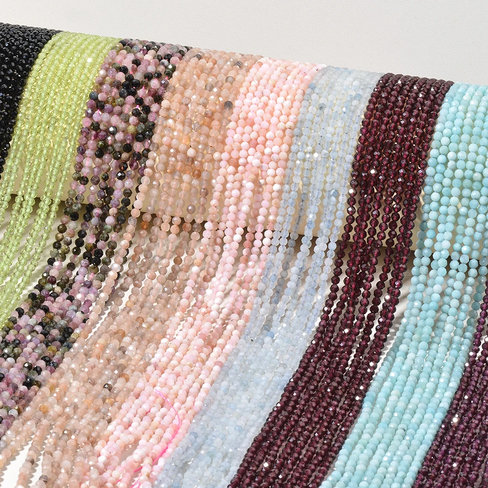 Sunstone Spinel Natural Faceted Round 2/3/4mm Genuine Gemstone Crystal For Jewelry Bracelet Necklace DIY Making Loose Beads