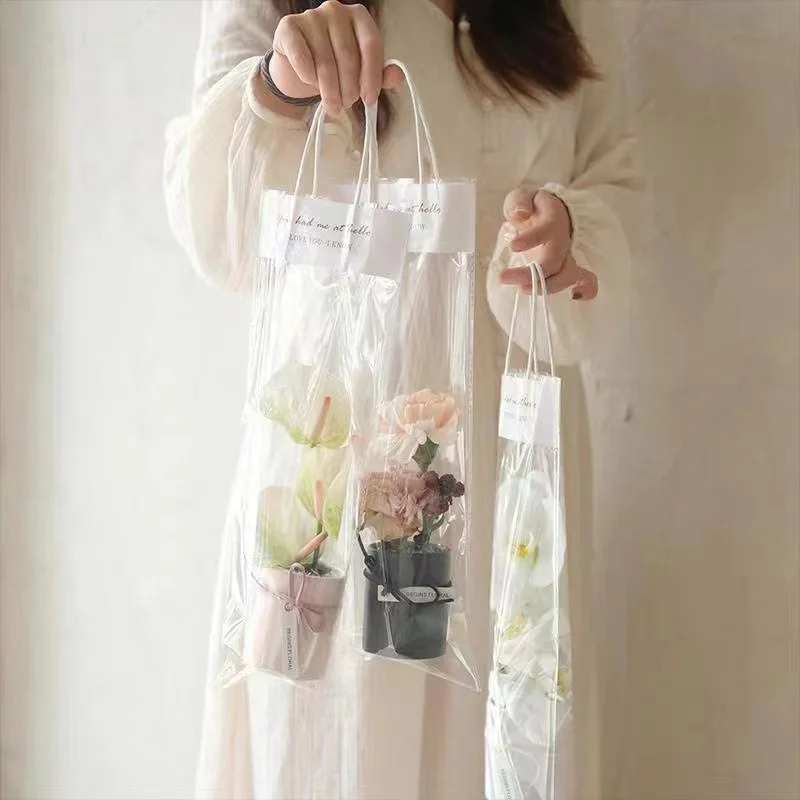 Transparent Single Bouquet Packaging Bag Rose Waterproof Flower Bag Flower Arrangement Festival Flowers Wrapping Paper Material