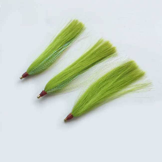 3 colors 4inch Fishing Bucktail Teasers Fishing Lures Saltwater Fishing Cod Bucktail Slide Teaser Hooks Fluk rigs