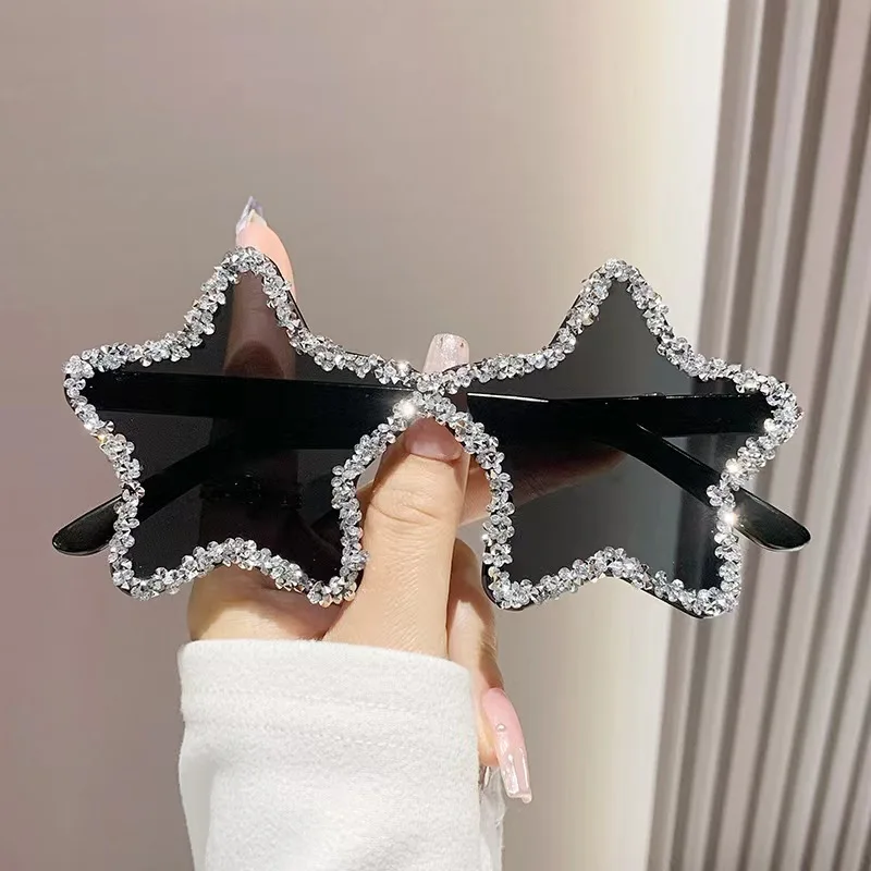 New UV400 Protection Star Shaped Sunglasses Pentagon Colorful Halloween Glasses Rhinestone Pentagon Sun Glasses Party Favors