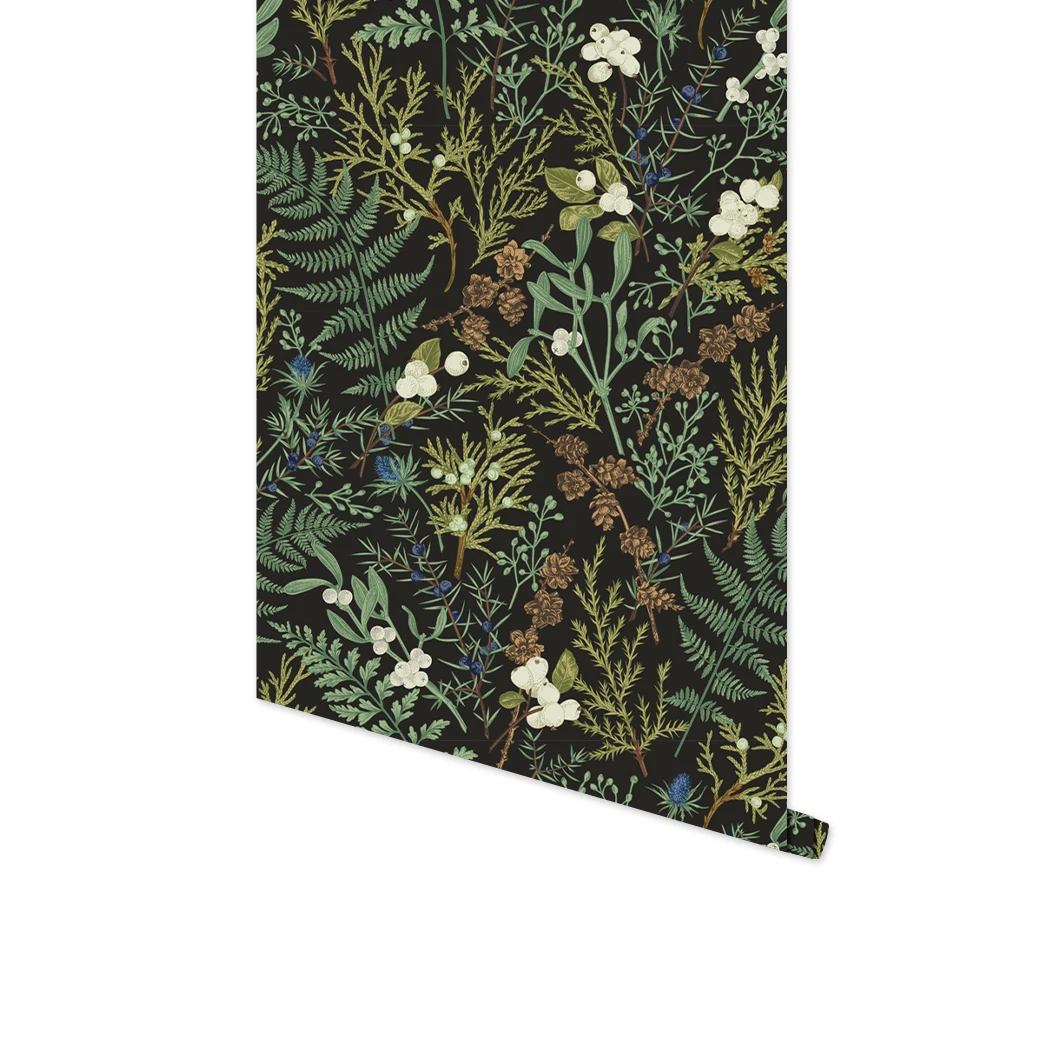 Vintage Dark Botanical Wallpaper Peel and Stick Wallpaper Removable Botanical Wallpaper