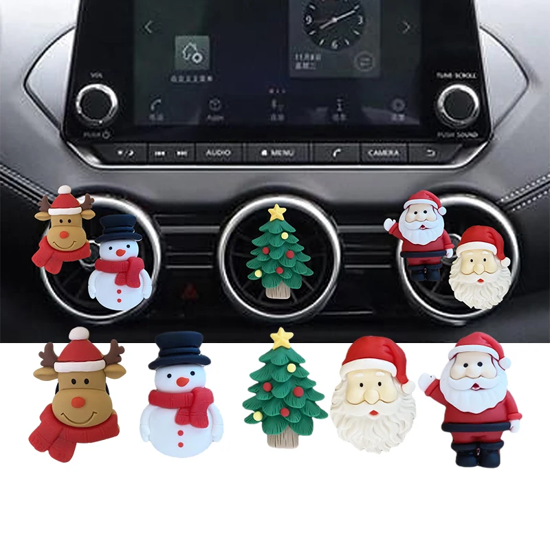 Santa Claus Air Outlet Ornaments Creative Car Air Outlet Christmas Supplies Aromatherapy Clip Car Interior Decoration Supplies