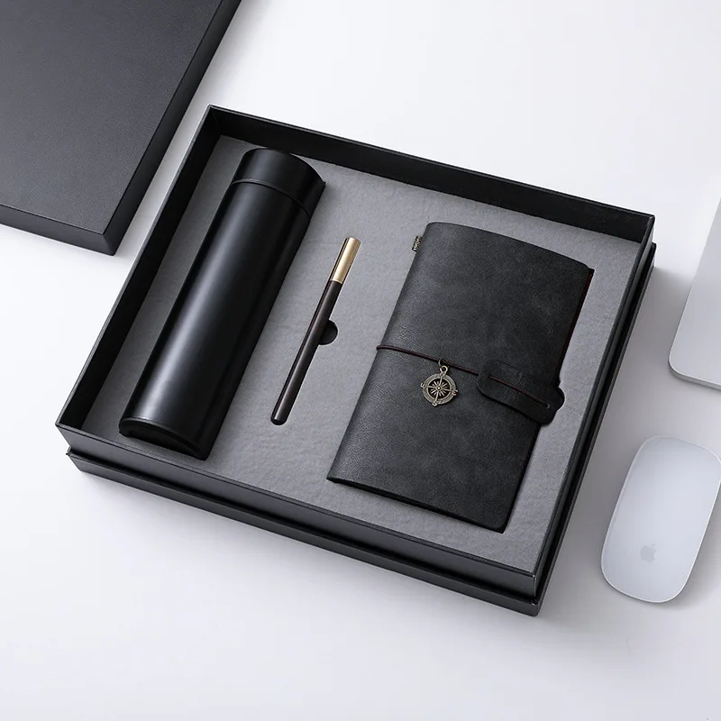 Business Giveaways Intelligent Display Thermos Cup Luxury Pen Hand Account Notebook Promotional Cooperate Gift Set