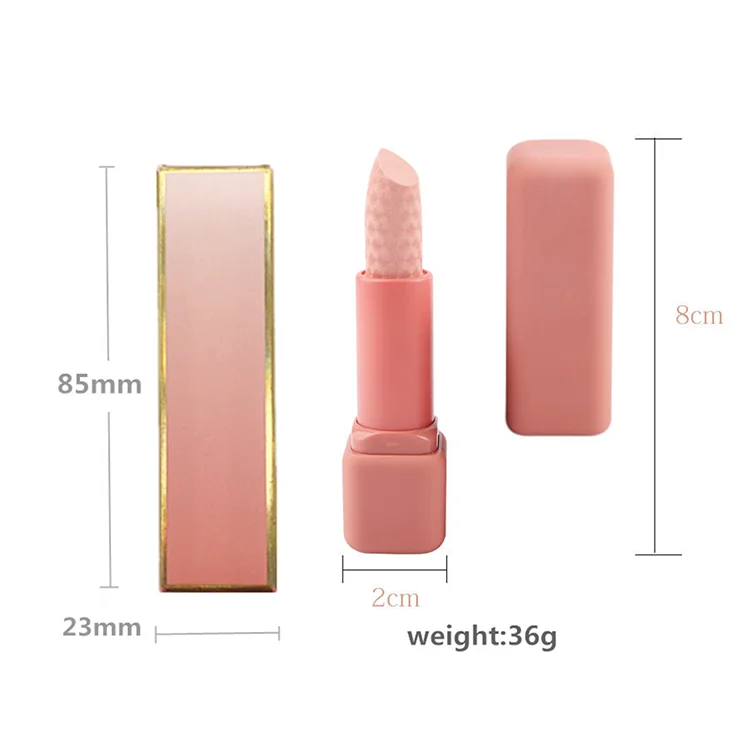 popular hot sale 8 colors rubber tube high pigment carved cute pink waterproof long lasting Korea makeup nude lipstick
