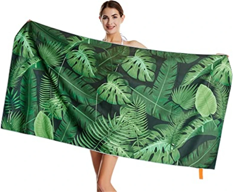 Customized Machine Washable Ultra Compact Transfer Printing Microfiber Beach Towel Swimming Pool Towel