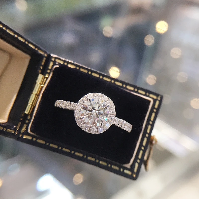 Luxury Jewelry 18k 14k white gold Round 1 Carat Engagement Natural Diamond Ring with Appraisal Certificate