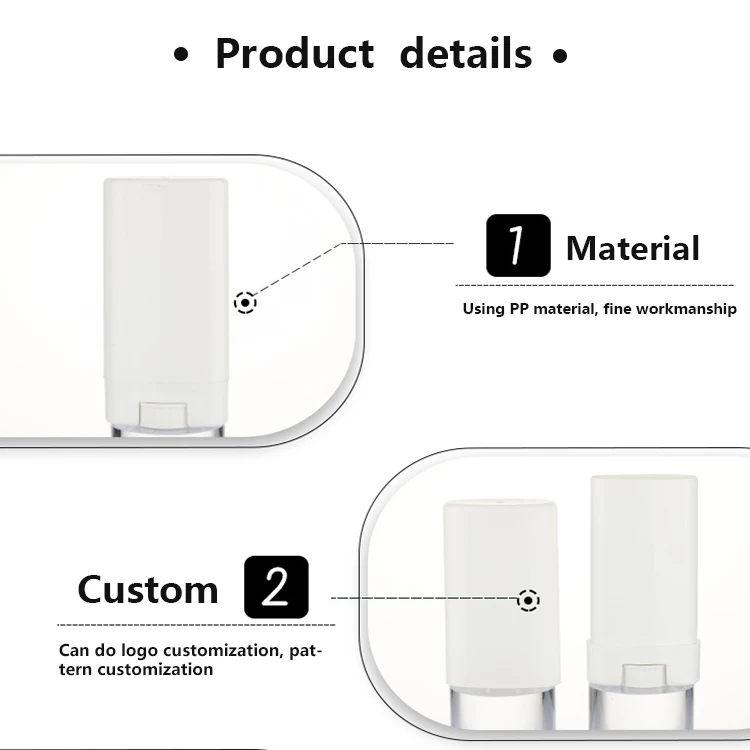 15g transparent oval luxury balm plastic cosmetic printing empty lipstick tube