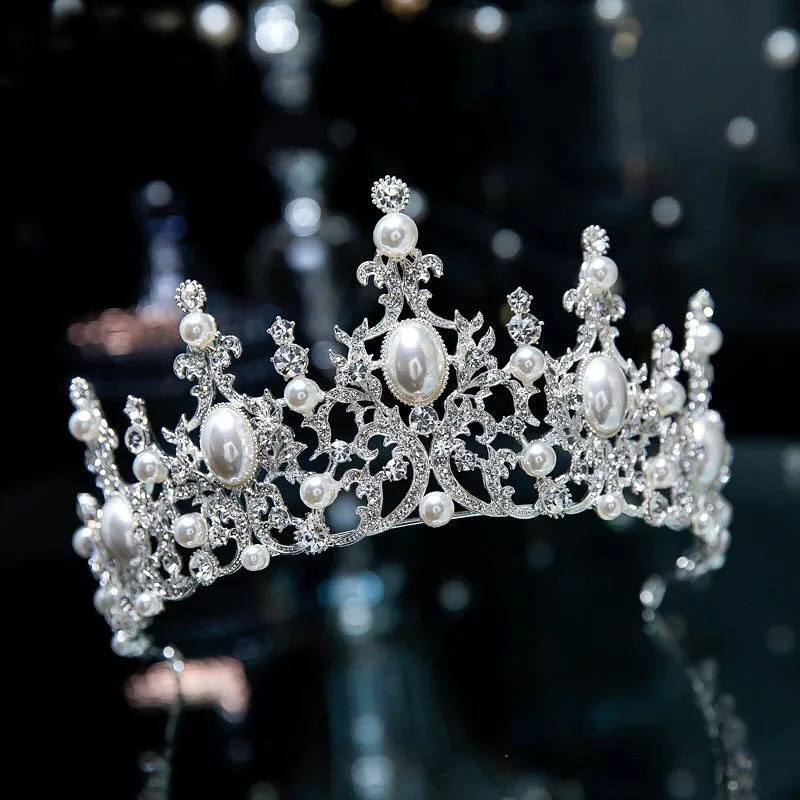 Wholesale Pearl Crown Rhinestone Bridal Crown Wedding Bride Tiaras Wedding Hair Accessories CR684