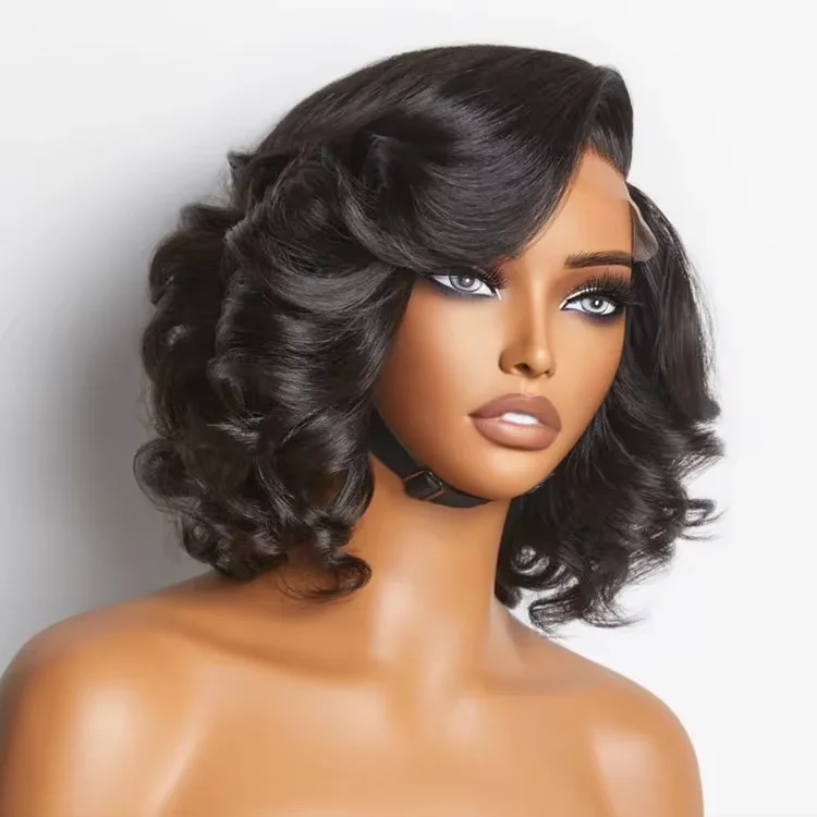 New Fashion Mature Boss Brown Ombre Highlight / Natural Black Loose Wave Human Hair Glueless 5x5 4x4 Lace Closure Wigs for Women