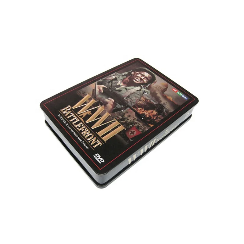 rectangular metal CD/DVD tin box