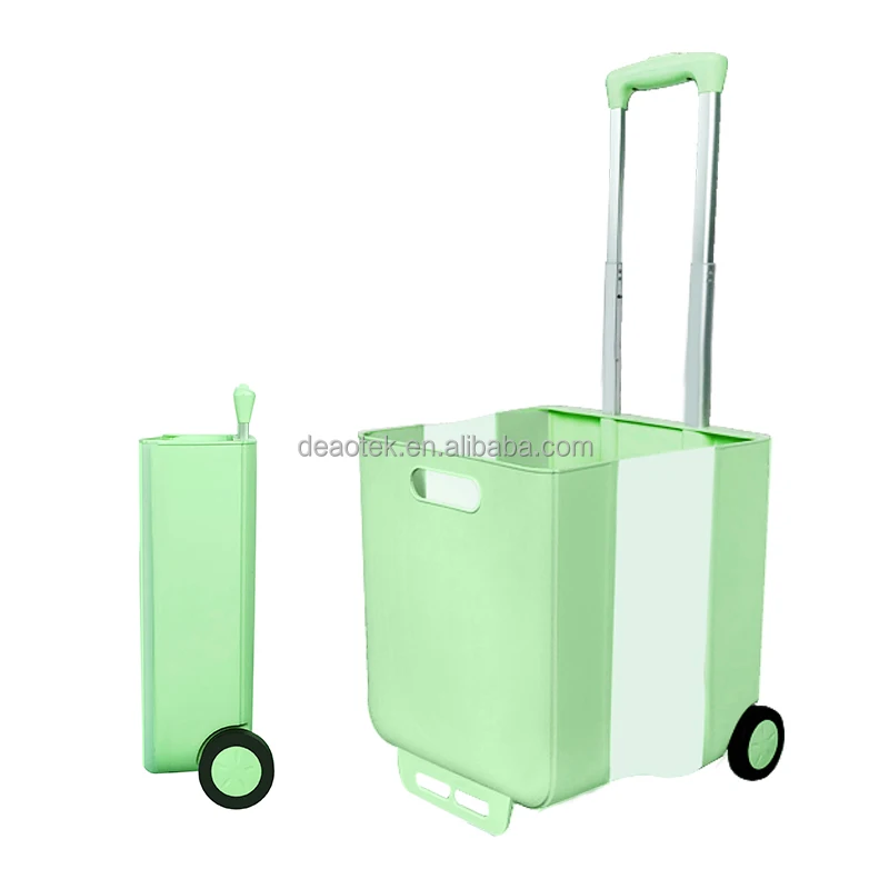 foldable rolling basket supermarket silicone plastic folding cart shopping baskets plastic shopping trolley with wheels