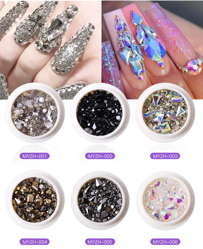 16 Colors 3D Love drop rectangle round oval diamond nail glass rhinestones flat back