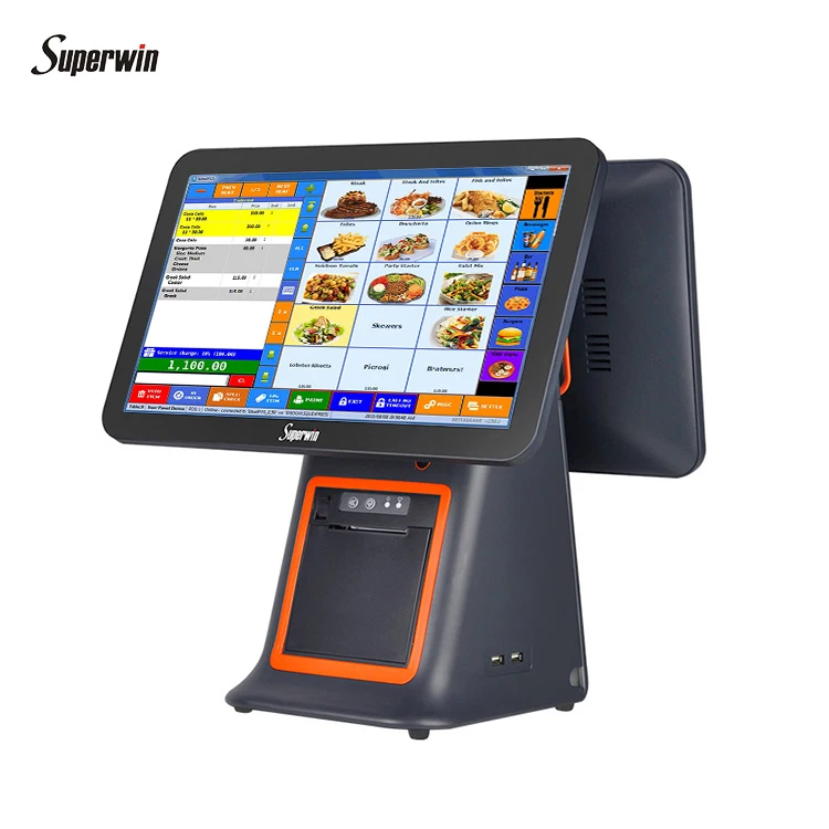 CY-95 15.6 dual screen cashier machine high quality pos machine with printer 58mm 80mm wifi cheap pos for supermarket